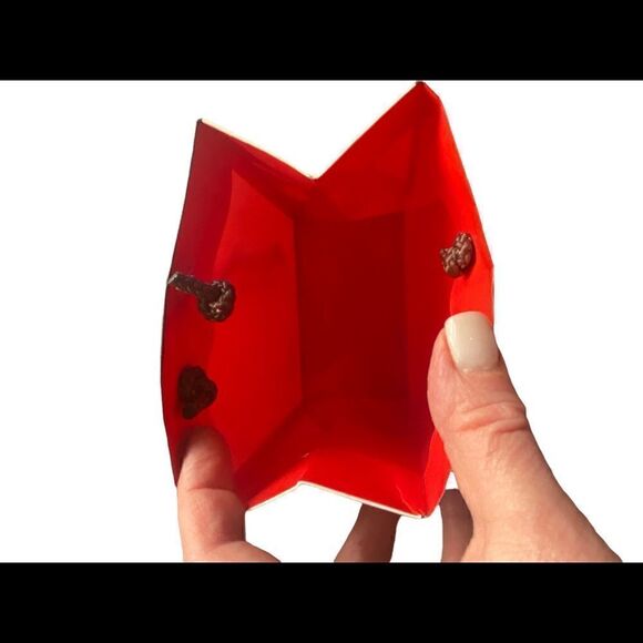 Coach small white shopping bag red lining brown string strap - Picture 3 of 8